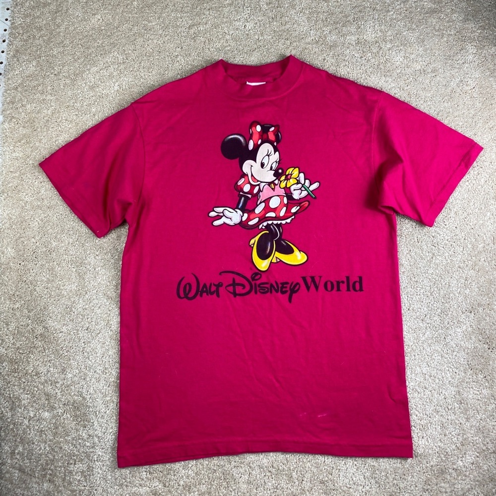 Vintage Walt Disney World Minnie Mouse T Shirt Pink Made in USA Mens‎ Large